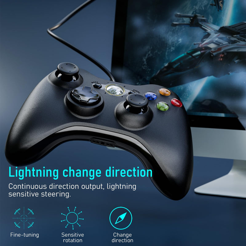 VILINAYA PC Controller, Wired Controller Compatible with Microsoft Xbox 360 & Slim/PC Windows 10/8/7, with Upgraded Joystick, Black 1 pc