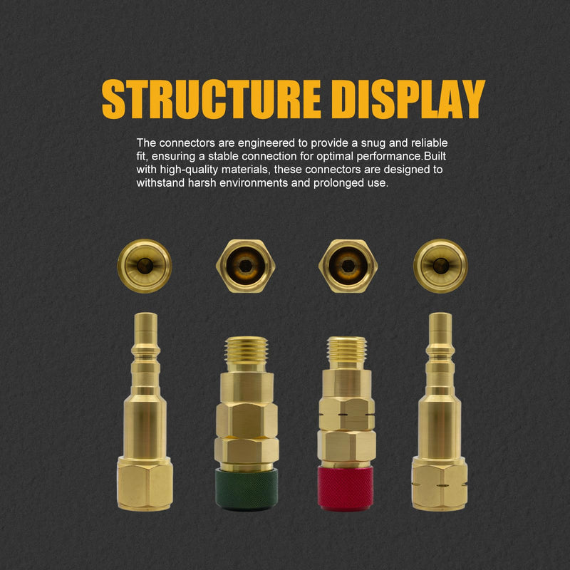 ‎AWLOLWA QDB10 Oxy Acetylene Quick Connects Set, Fit 9/16"-18 B Fittings, Hose to Torch Quick Connect, brass, with Check Valves