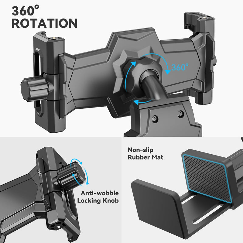 KDD Airplane Tablet Holder Mount, Adjustable Travel Essentials iPad Phone Stand with 360 Degree Rotation, Portable Tesla Model 3/Y Car Headrest Mount Compatible with iPad, Phone, Switch