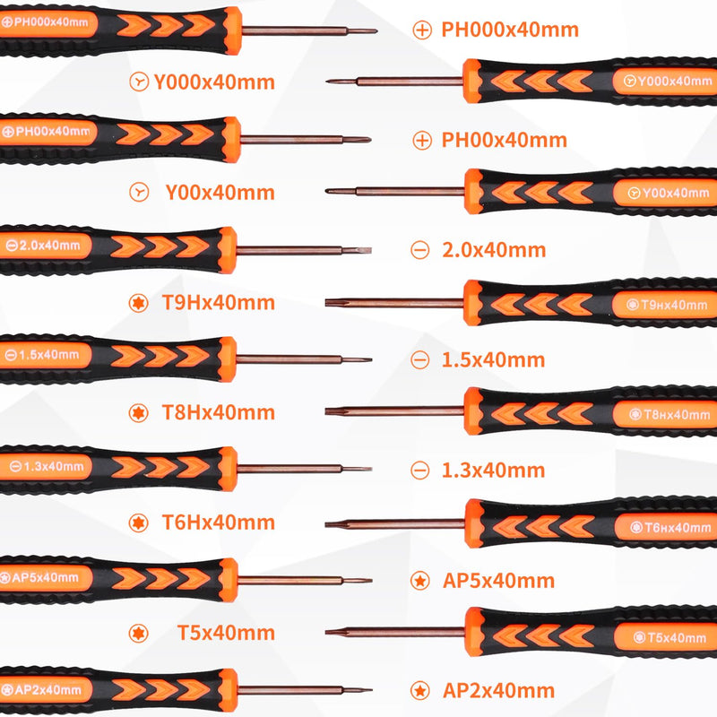 HengTianMei 18-Piece S2 Precision Screwdriver Set with Case- Torx, Phillips, Flat Head, Triangle, Hex, Micro Magnetic Screwdriver Repair Tool Kit for Computer, Phone, PC, Laptop, Eyeglass, Xbox