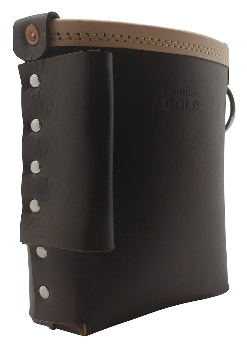 3850-CHOC Bolt Bag with Spud Wrench Holder and Snap Holder | Ironworker Bolt Bag, Medium Size | Premium, Ultra Durable Buffalo Leather | Commercial Grade Sliding Tool Belt Accessory