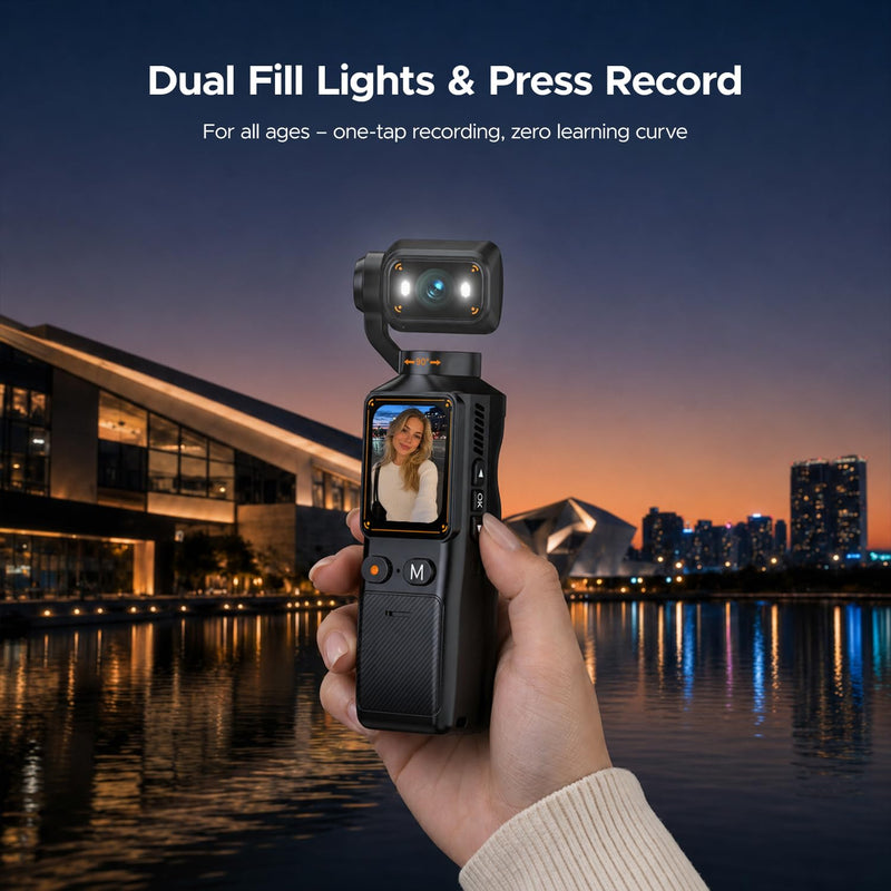2K Vlogging Camera with 180° Rotating Lens, Handheld Pocket POV Video Camera, WiFi App, 7H Battery, 1.69" Screen, 32GB Card Included for YouTube, TikTok, Travel, Content Creators & Daily Vlogs Solid black