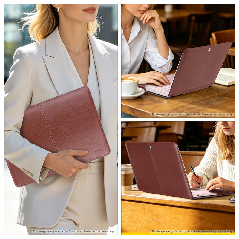 MOSISO PU Leather Hard Shell Case Compatible with MacBook Neo 13 inch 2026 | Release Model A3404 with A18 Pro Chip, Portfolio Protective Stand Cover, Laptop Protective Case for Workers, Brown
