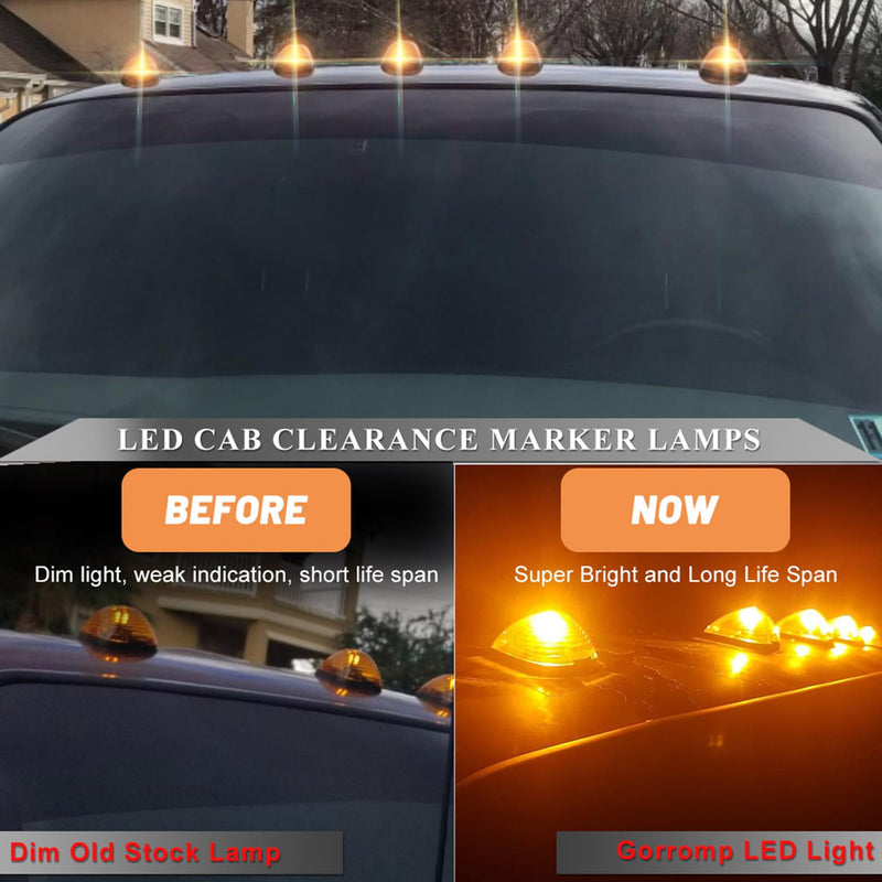 LED Roof Cab Marker Lights Bulbs for Ford 1999-up F150, 2000-up F250 F350 F450 F550 Super Duty Amber LED Front Up Top Clearance Marker Lamps Bulbs