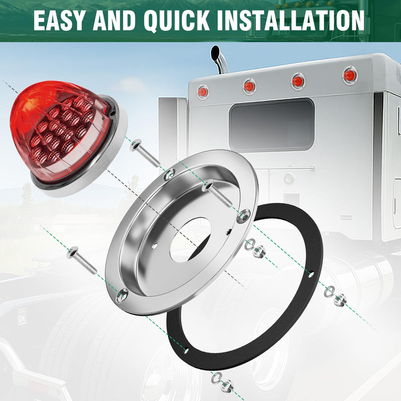 HOCHO Watermelon Lights Bracket, Stainless Steel Watermelon Lights Bezel Fit for Any 4 1/4'' Hole, Stainless Steel for Truck RV Trailer Tail, 4 PCS