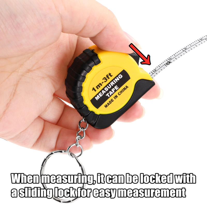 Cididu 50 Pack Mini Tape Measure Keychains, 3 Ft Small Tape Measure Inch Metric Scale, Measuring Tape Retractable with Stable Slide Lock, Pocket Soft Tape Measure for Party Favors Birthday Daily Use