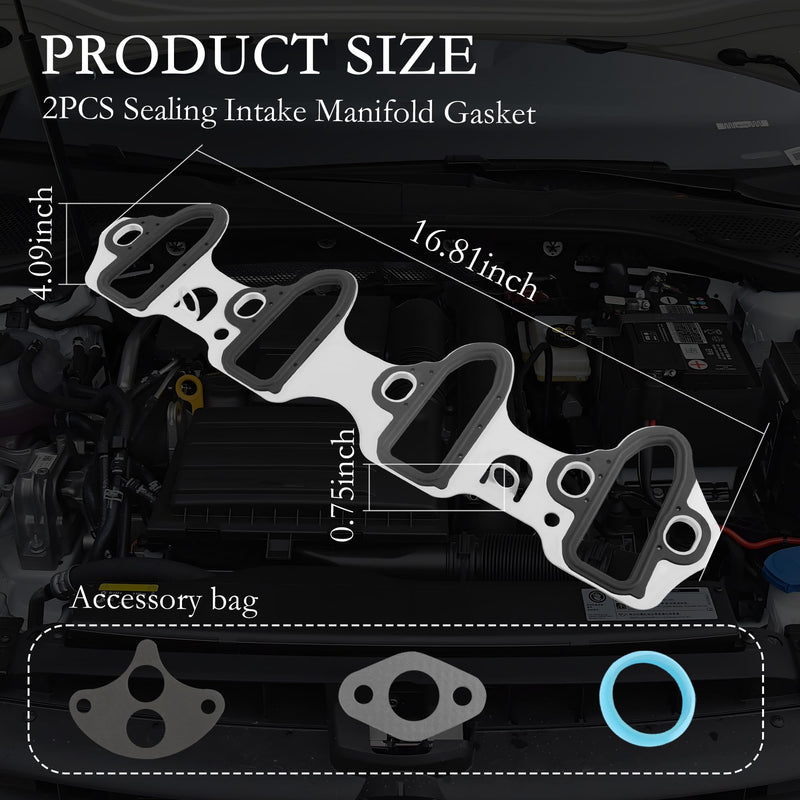 2PCS Intake Manifold Gasket Replacement OEM#MS98016T,Car Manifold Gasket for Sealing Cooling Lanes,Durable Intake Gasket Set Compatible with Silverado,Cadillac,Escalade