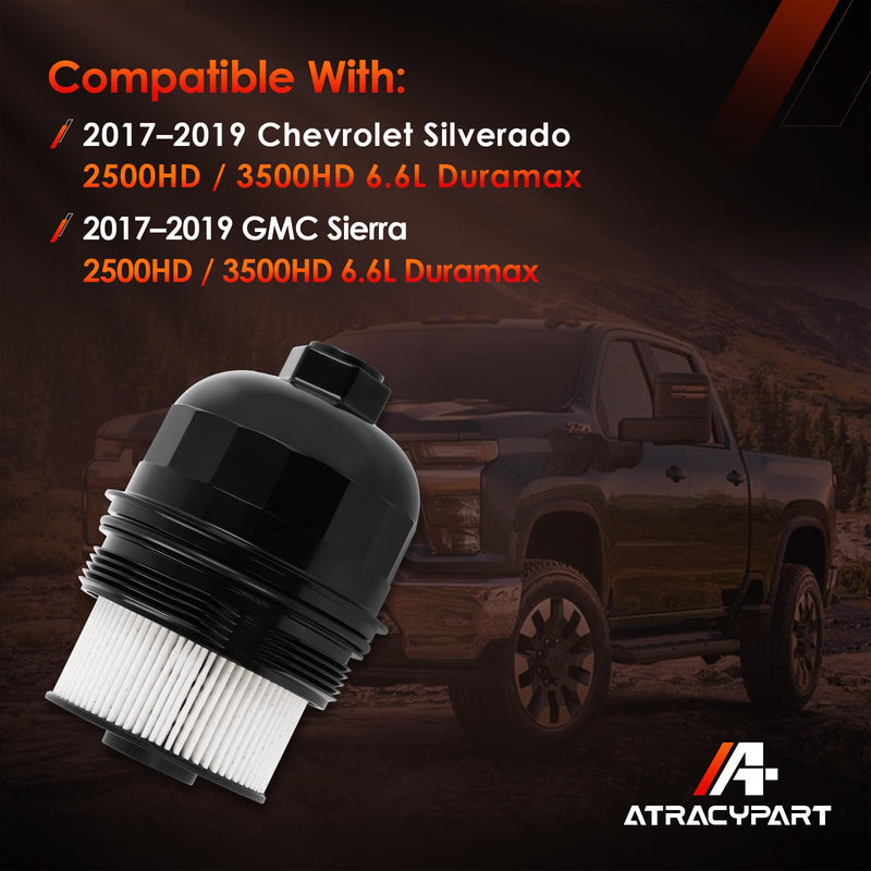 Upgrade TP1015 Fuel Filter and 134001 Aluminum Housing Cap w/Drain Plug Kit for 6.6L L5P Duramax Diesel (2017–2024) – Fits Chevy Silverado & GMC Sierra 2500HD 3500HD,2 Years Warranty