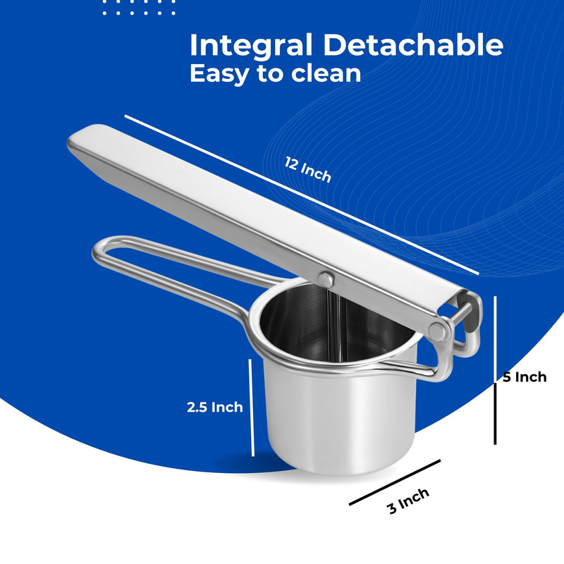 Large 15oz Potato Ricer Masher, Heavy Duty Stainless Steel Vegetable, Fruits Potato Masher and Ricer with 2 Interchangeable Disc kitchen Tool, Press and Mash Kitchen Gadget For Perfect Mashed Potatoes