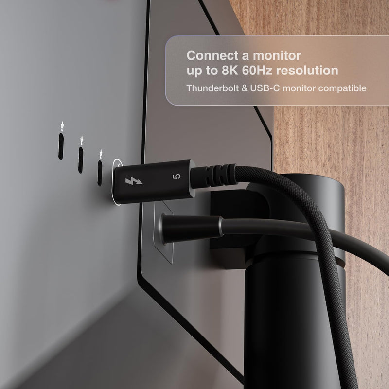 CalDigit Thunderbolt 5 Pro Braided Cable - 120Gbps 240W Power Delivery, Compatible with Thunderbolt 3, 4, USB4 Type C, MacBook Pro, iMac, iPhone 17 Max, Black (0.5m/1.64ft/19.685") 19.685 Inches