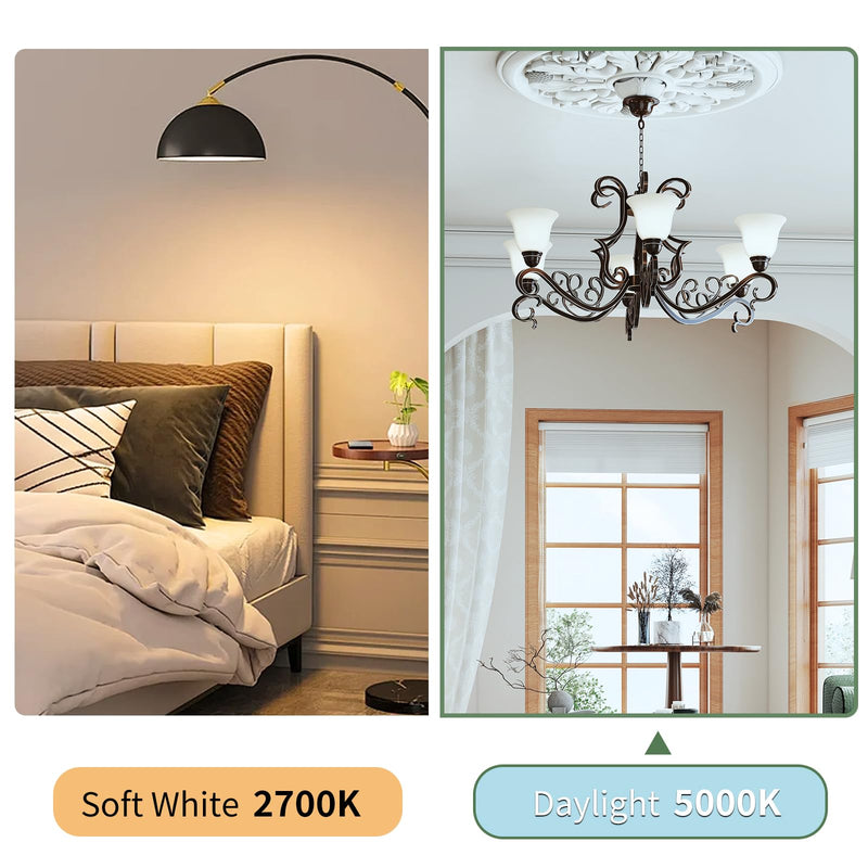 evelor 24-Packs A19 LED Light Bulbs,100 Watt Equivalent Daylight 5000K Bright Bulbs Efficient 13W,1500 Lumens E26 Base, Non-Dimmable, 15000-Hour Lifespan for Bedroom, Living Room, Office 24 Pcs