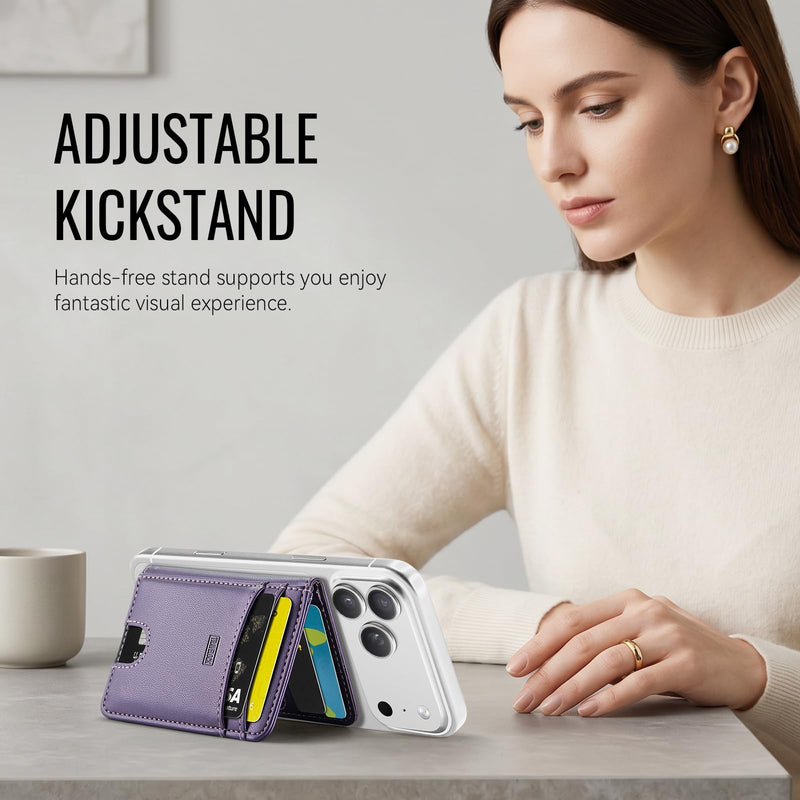 for MagSafe Wallet, 6-8 Card Holder RFID Blocking Minimalist Magnetic Wallet, Men's and Women's Ultra-Thin Leather Desktop Stand Phone Wallet,for Most iPhone Samsung MagSafe Phones and Cases Purple