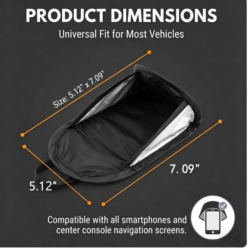 Car Cell Phone Sun Shade, Anti-Glare Heat-Insulating Phone Mount Sunshade, Portable Foldable Center Console Navigation Protection Cover, Universal for Most Cars Motorcycles (Black)