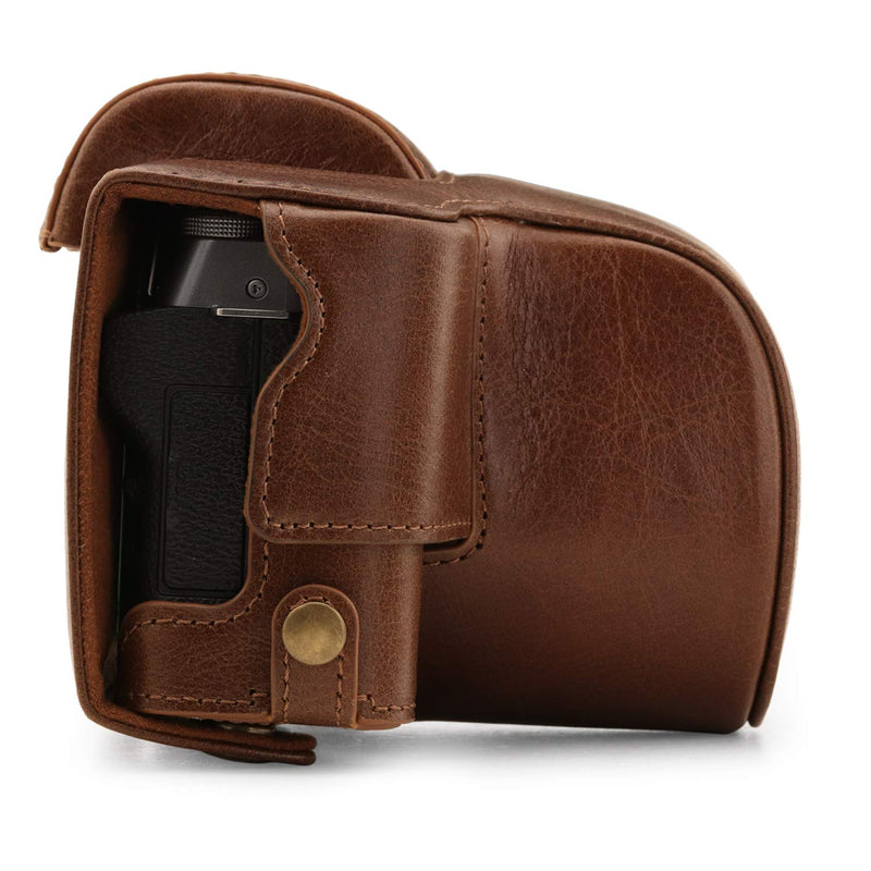 MegaGear MG1884 Ever Ready Genuine Leather Camera Case Compatible with Fujifilm X-T200 (XC15-45mm) - Brown