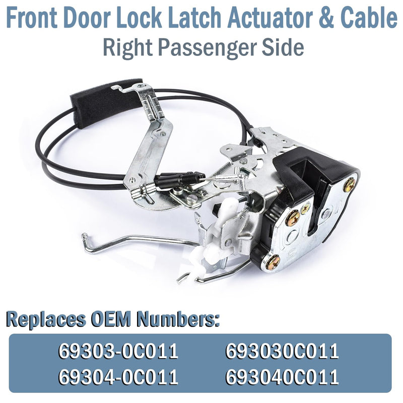 Qagea Front Door Lock Latch Actuator & Cable - Right Passenger Side - Fit for 2001-2007 Toyota Sequoia, 2005-2006 Toyota Tundra Double Cab 4.7L, Replaces 69303-0C011, 69304-0C011 Front Right Passenger Side