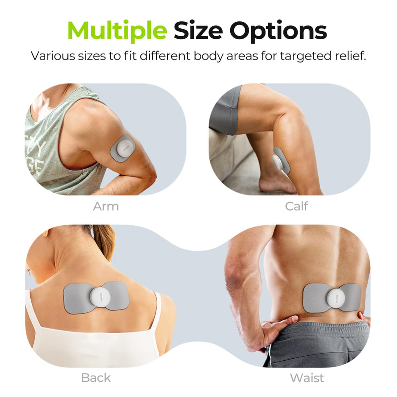 AUVON Official Wireless TENS Unit Electrode Pads Only Compatible with AUVON Wireless TENS Device TX6224, 12-Pack Reusable TENS Unit Replacement Pads in 2 Sizes, Premium Stickiness & Skin Friendly A Grey