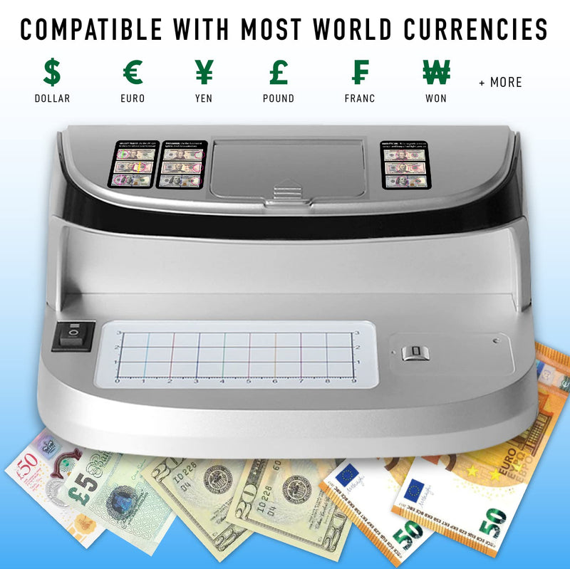Nadex V27 Desktop UV Counterfeit Detector with Micro Print Magnifier - Verifies Bank Notes, Checks, Passports, Credit Cards - Ultraviolet/Magnetic/Infrared Sensor for Fake Detection