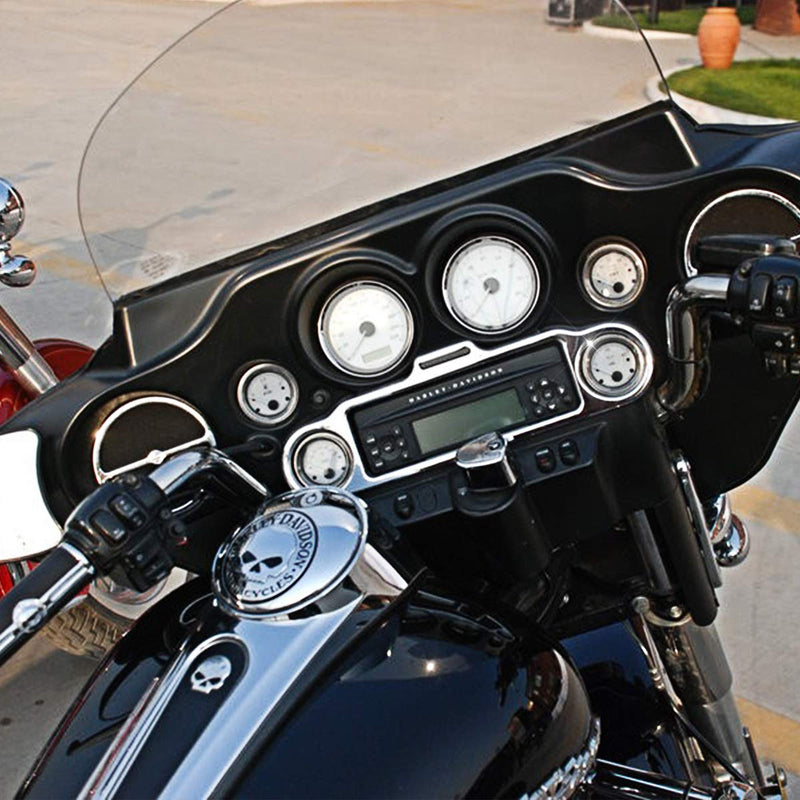 KATUR 4" Speedometer Cover Electra Glide Gauge Cover Road King 2" Gauge Cover Road Glide Gauge Burst Bezel Kit Compatible with Har Ley Street Glide 1996-2013 02 03 04 05 06 07 08 (Black) Black