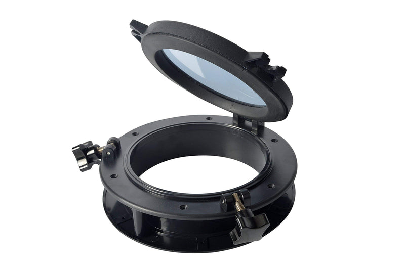 Amarine Made Boat Yacht Round Opening Portlight Porthole 8.5" Replacement Window Port Hole - ABS & Clear Tempered Glass - Black