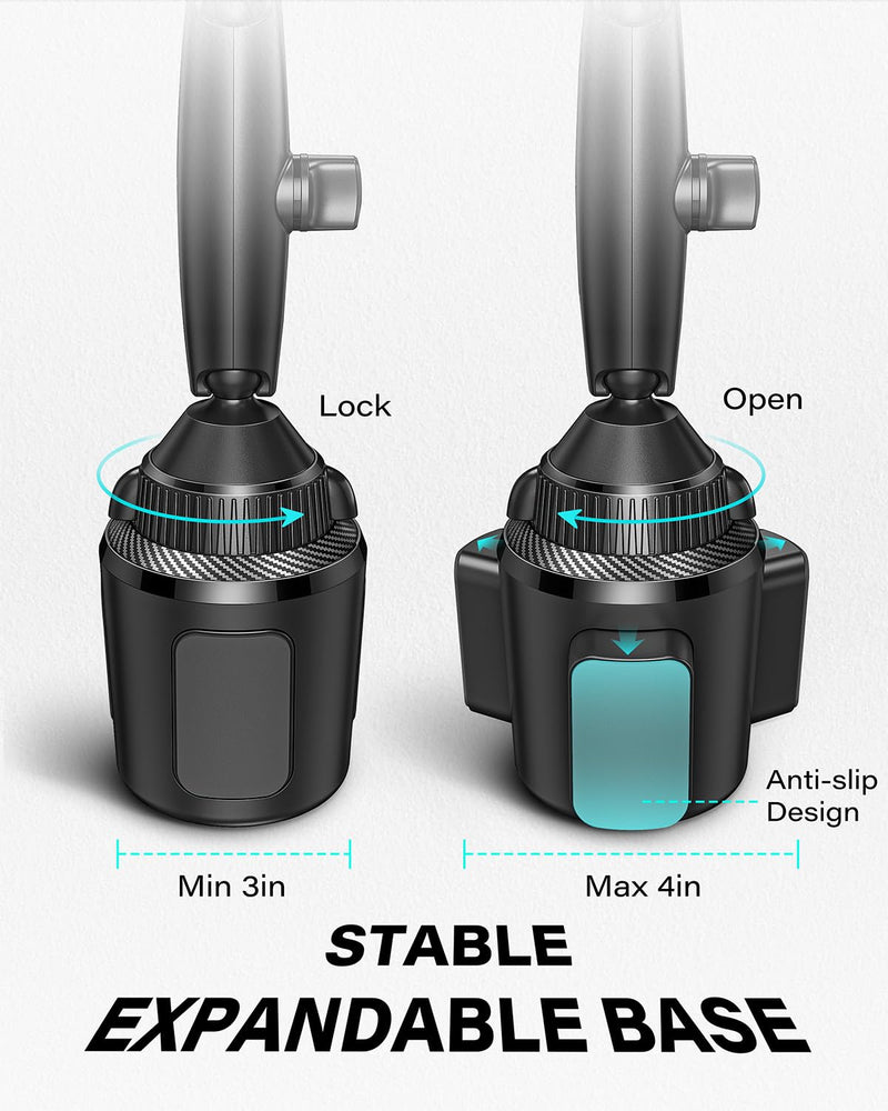 APPS2Car Upgraded for QI2 MagSafe Cup Holder Phone Holder Charger | 15W Fast Charging, Adjustable Tri-Pivot Arm, Wireless Magnetic Cell Phone Stand for iPhone 17 Air Pro Max Plus 16 15 14 13 12 MagSafe Mount-QI2 Charging