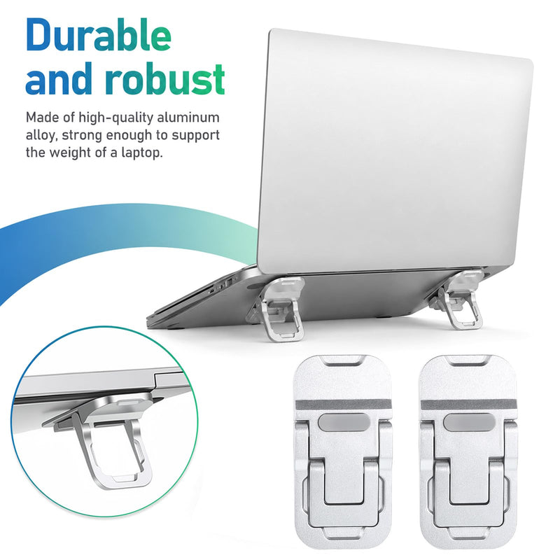 2 Pcs Foldable Laptop Stand Zinc Alloy Portable Keyboard Riser | Portable Laptop Riser Feet, Laptops Stand with Dual Tilt Angle, Adjustable Laptops Stand, for Most Keyboards