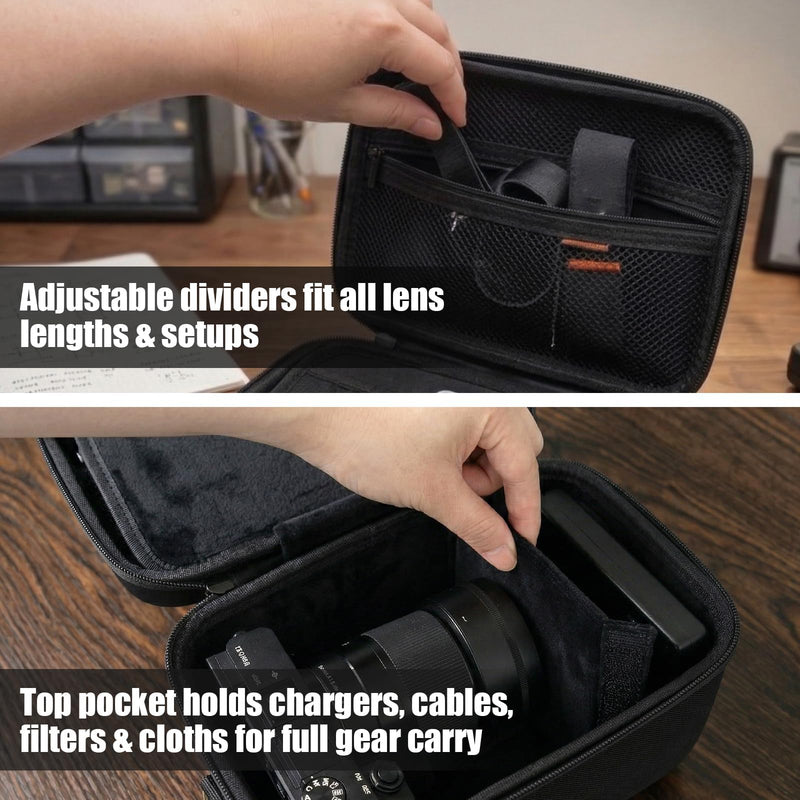 casmilee Camera Case for Sony Alpha ZV-E10 Alpha a6400/ a6700/ a6100/ a6000/ a6600/ a6500 Mirrorless Digital Camera, Hard Travel Bag with a Shoulder Strap for Lens & Accessories (Black, Large) Black