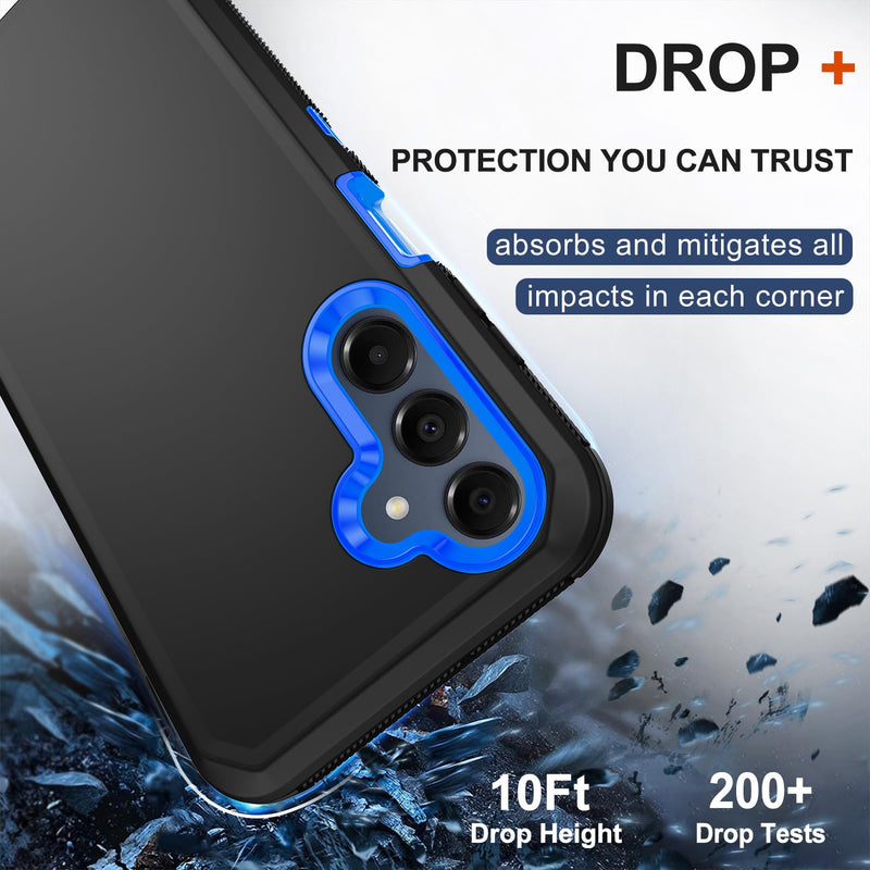 for Samsung Galaxy A17 5G Case with Belt Clip Holster,2X Screen Protector,Heavy Duty Military Grade Full Body Shockproof Dust-Proof Rugged Protective Cover for Samsung Galaxy A17 (Blue) Blue