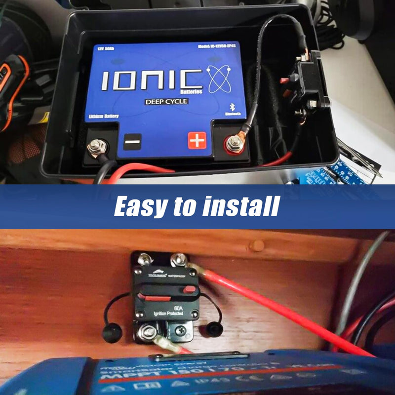 Young Marine Circuit Breaker for Boat Trolling with Manual Reset,Water Proof,12V- 48V DC Surface Mount-60A