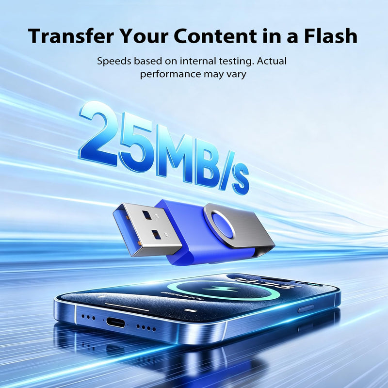 2-Pack 32GB USB-C & USB 2.0 Flash Drive for Storage, Blue 32GB-2pcs