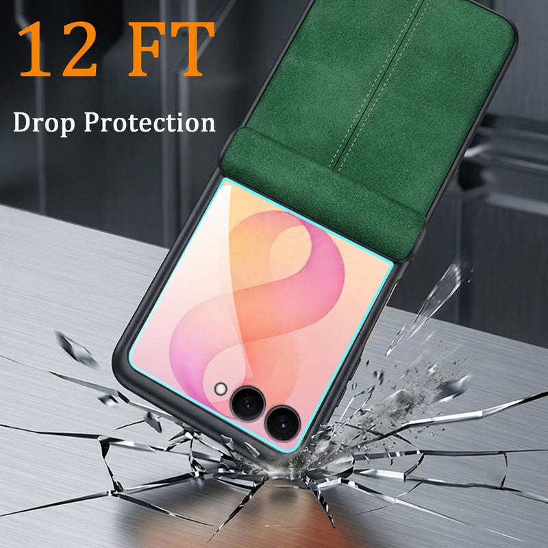 for Samsung Galaxy Z Flip 8 Stylish Leather Case with Built-in Privacy Screen Protector＆Hinge Protection,Slim Thin Shockproof Protective Cover for Galaxy Z Flip 8,Burgundy Burgundy