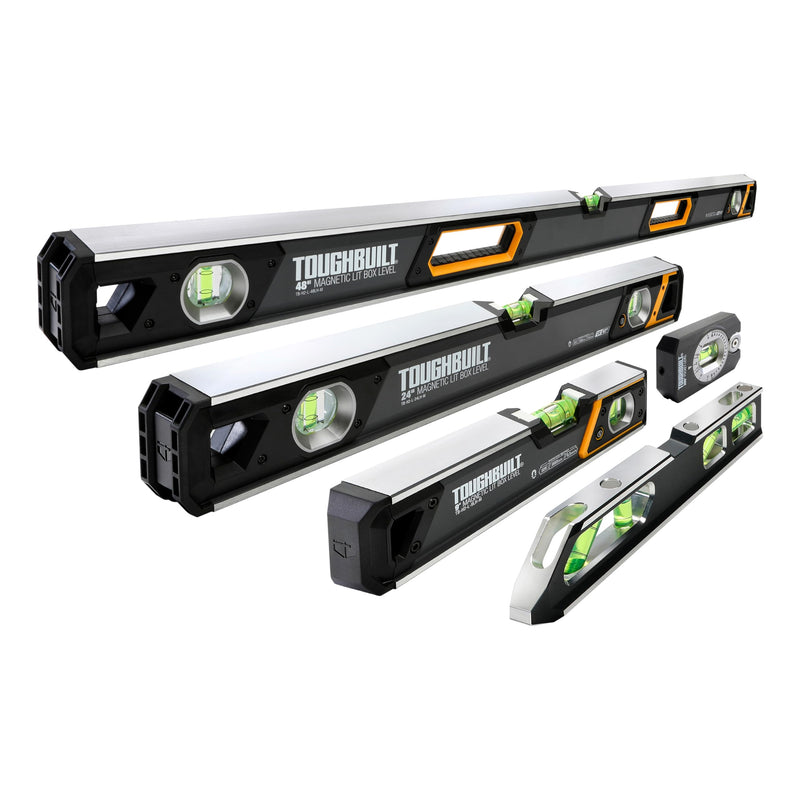 ToughBuilt – 9" Magnetic Billet Torpedo Level, Precision Machined Aluminum Level with Rare Earth Magnets, V-Groove Base, Laser-Etched Markings, Shockproof End Caps Professional Accuracy (TB-H2-L-9T-M)