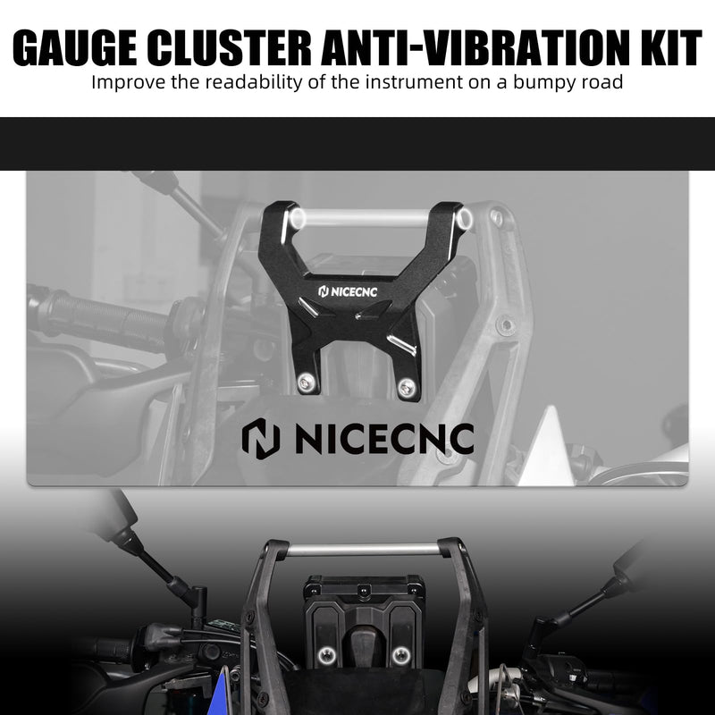 NICECNC Black Aluminum Anti-Shake Support Dash Stabilizer Compatible with Yamaha Tenere 700 /XTZ700 2019-2023, Not Fit Digital Tft Screen