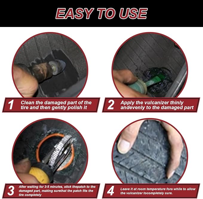  [AUSTRALIA] - Chemical Vulcanizing Cement 3.4FL.Oz, All Purpose Tire Repair Rubber Glue, Dry Clear Rubber Cement, Tire Patch Glue with Brush Top Can for Car, Motorcycle, Bike Tires