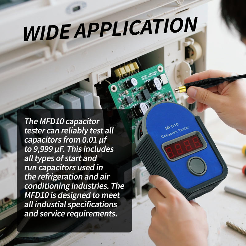 MFD10 Digital Capacitor Tester with LED Display 0.001-9999μF, ±5% Accuracy