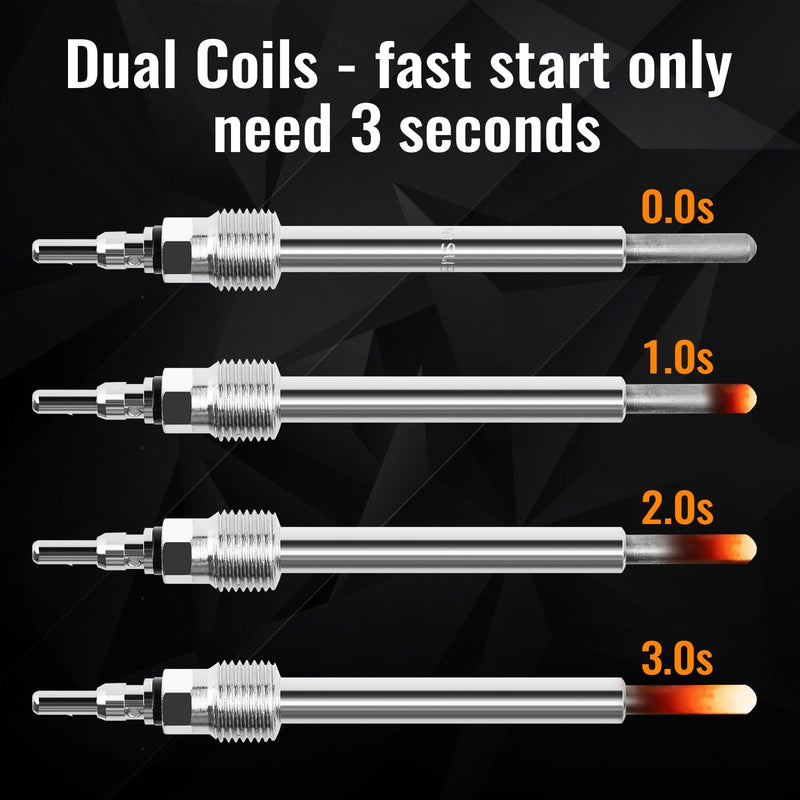 Ensun 8C3Z12A342A Diesel Glow Plugs - Dual Coils - Compatible with 2008-2010 Ford F250 F350 F450 F550 Super Duty 6.4L V8 engine Pack of 8