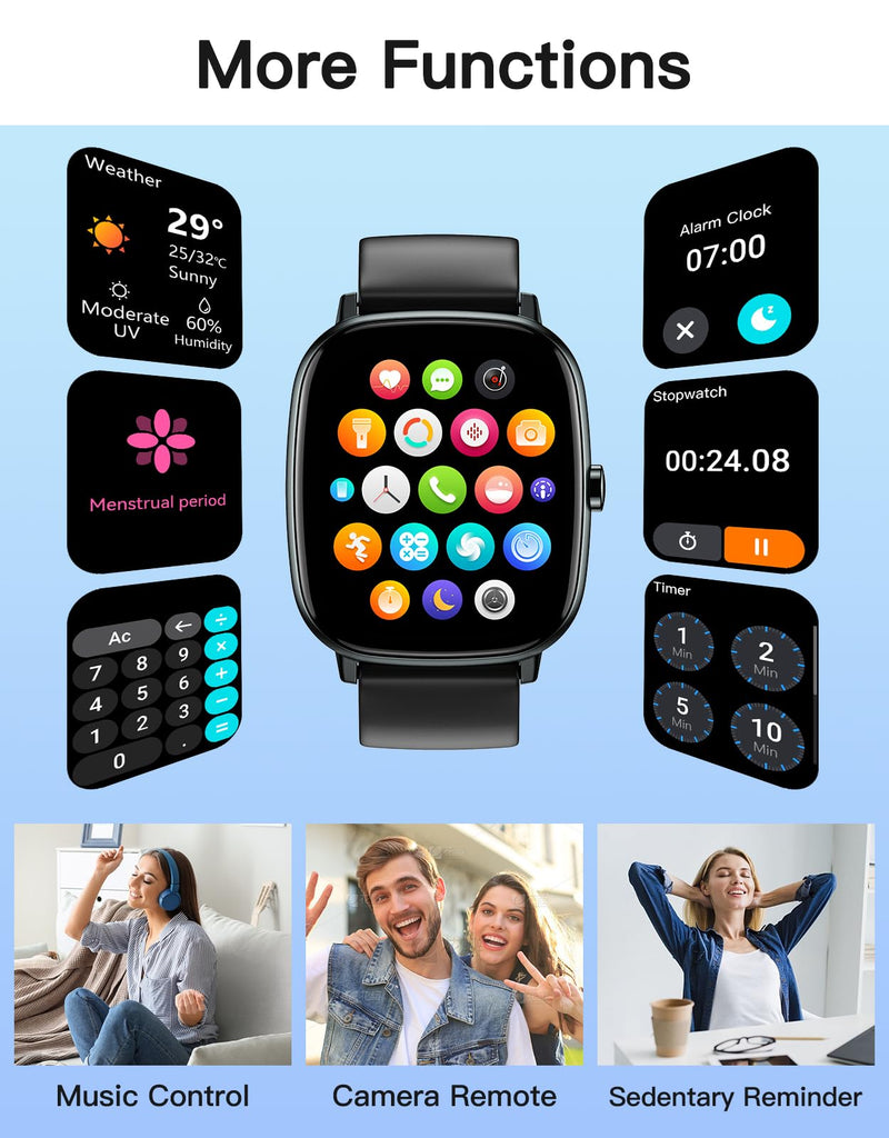 HUAKUA Smart Watch for Men Women with GPS Built-in Answer/Make Call Black | 1.95" HD, for iPhone/Android Phones, Fitness Tracker Heart Rate/Sleep Monitor, Step/Calories Counter 100+ Sport, Waterproof
