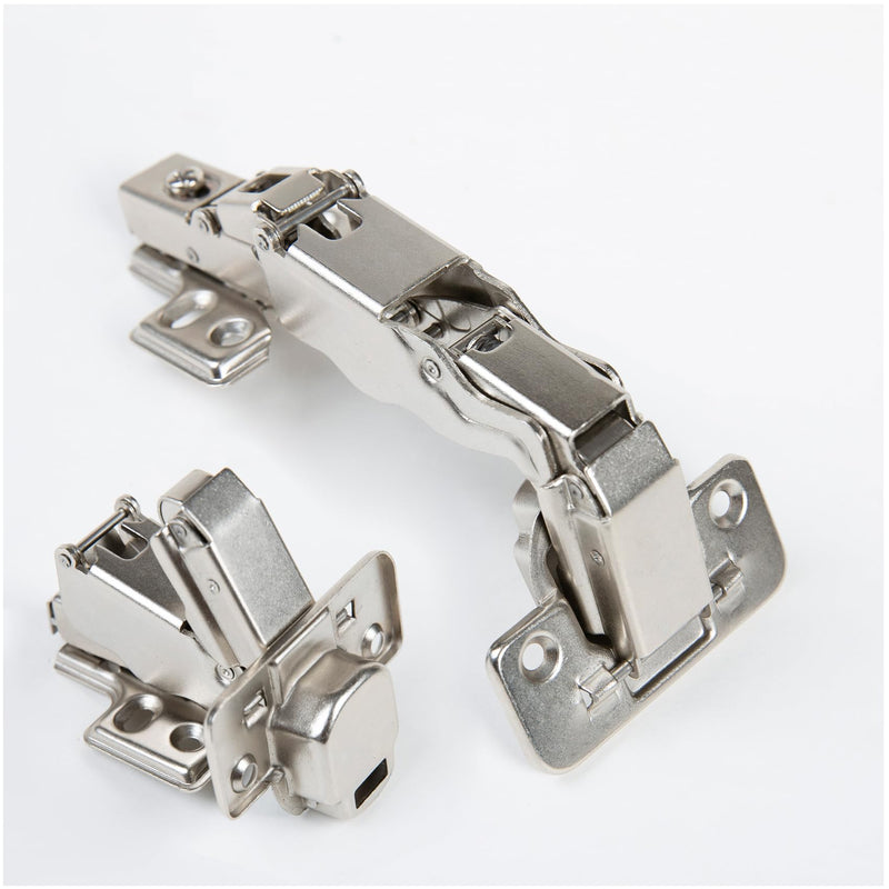 2 Pair 135 Degree & 165 Degree Frameless Cabinet Doors Hinges | Kit for Pie Corner Cabinets,Hidden Lazy Susan, Clip On, Smooth Slow Close, Concealed Mount for Bi-fold Door, Kitchen Cupboard silver-135° &165° 2