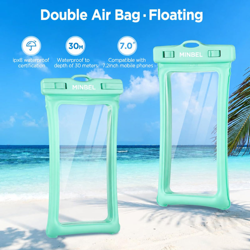 Floating IPX8 Waterproof Phone Case 2 Pack with Adjustable Lanyard