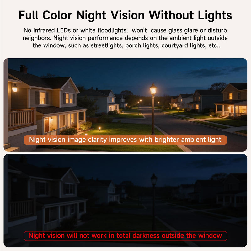 4MP 2.5K Wireless Window Camera, Rechargeable Indoor HD Home Security Camera, 2.4GHz WiFi, Full Color Night Vision, AI Motion Detection, Anti-Glare, No Wiring, Static Cling Mount No Residue 1 Camera