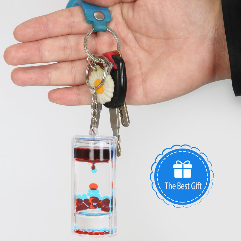 Dynamic Liquid Timers Key Chain Set, Colorful Motion Bubbler Timekeeper Key Chain, Liquid Hourglass Keychains 8 Colors