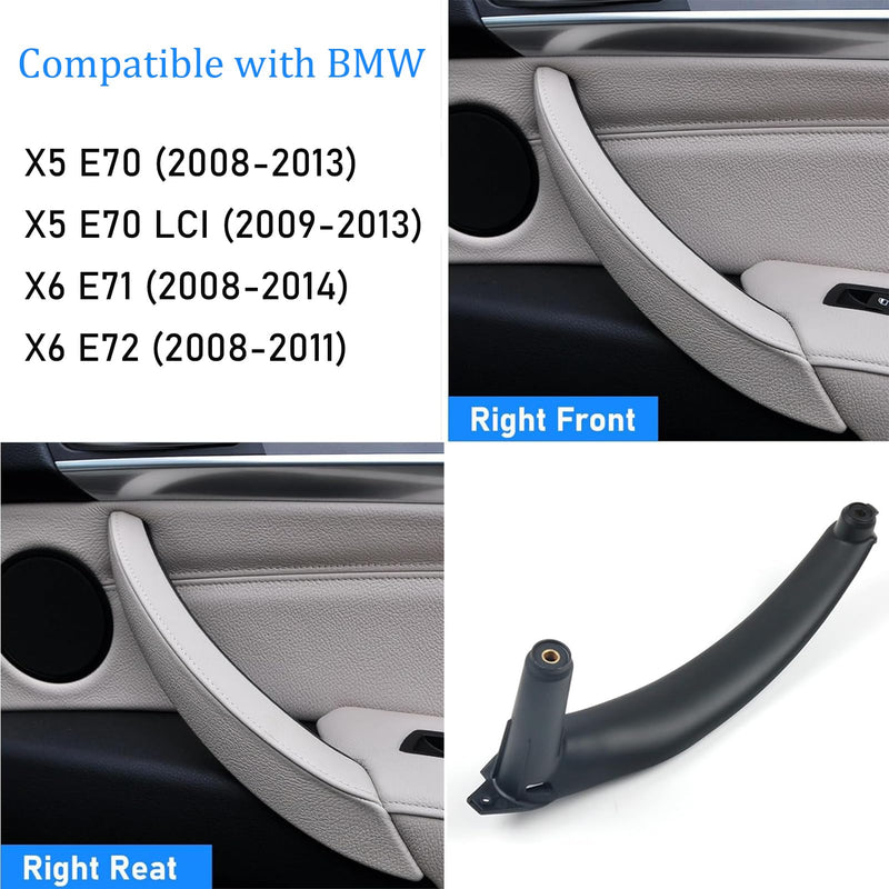 Jaronx for BMW X5 X6 Door Pull Handle, Inner Door Trim Grab Cover Passenger Side Right Front/Right Rear (Fits:BMW X5 2008-2013 and X6 2008-2014) (Leather Cover NOT Inculded) Black