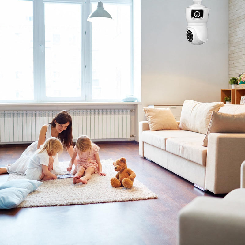 Light Bulb Security Cameras Wireless, 2.4GHz WiFi Light Socket Cam, E27 360° Light Socket Camera for Home Security, Night Vision, 2-Way Talk, Siren Alarm, Motion Detection