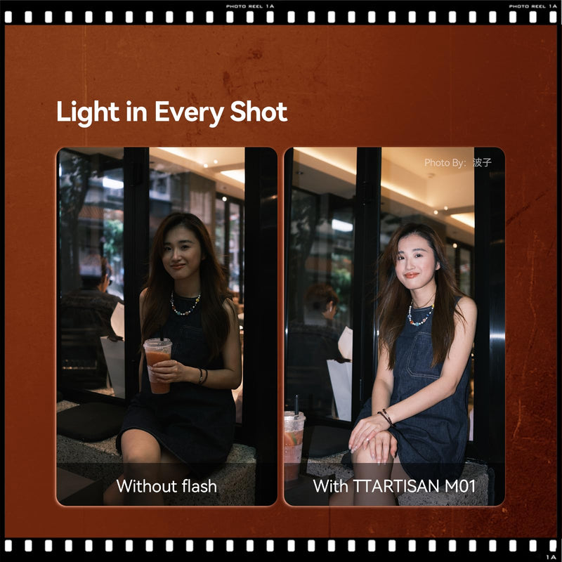 TTARTISAN M01 On-Camera Flash, Mini Flash Speedlite for Hot Shoe Camera, Lightweight Xenon Flash Light with 4 Power Level GN12 5600K±200K Compact Retro Camera (1)