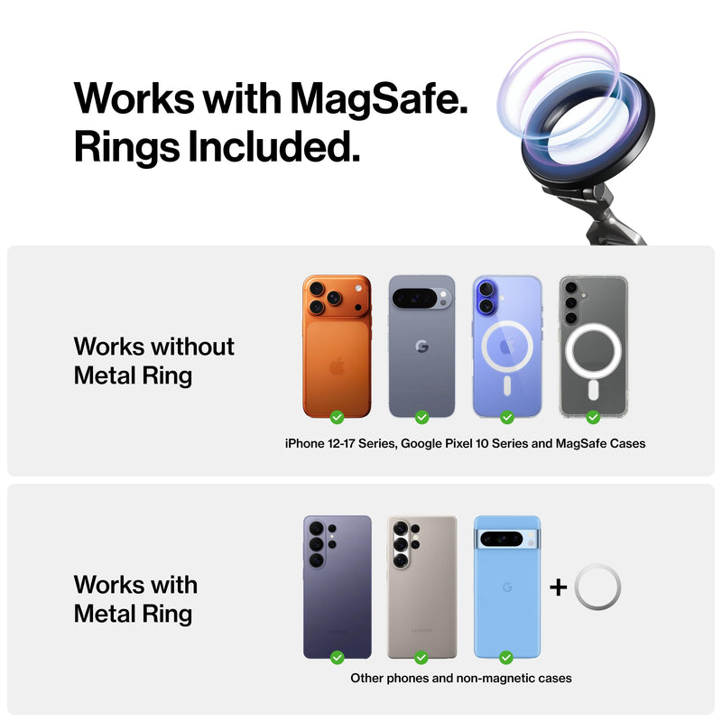 Statik HyperMount (Gen 3) Magnetic Phone Holder, for iPhone and Android | Upgraded Magnet Strength, Nano-suction Adhesive Gel, 360° Rotation, Compatible with MagSafe, Metal Rings for Android Gen 3 1 Pack