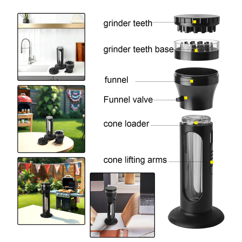2-in-1 Kitchen Spice Grinder & Seasoning Loader,Cone Loader Grinder Roller,Portable Grinder and Cone Filler for King Size– Portable Manual Aluminum Alloy Herb Grinder for Culinary Use
