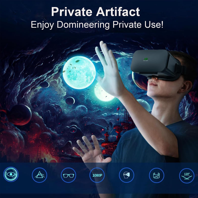 3D VR Headset, Virtual Reality 3D VR Glasses, Anti-Blue Light Adjustable 3D Headset Helmets for iPhone or Android Compatible with 4.5” to 6.7” inch with Controller