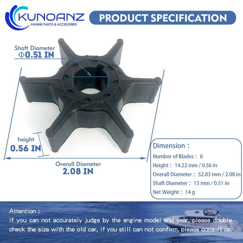 63V-44352-01-00 Water Pump Impeller For Yamaha 8 9.9 15 20 HP 2/4 Stroke Outboard For Sierra 18-3040 63V-44352-00-00 8HP 9.9HP 15HP 20HP 2 Cylinder T8 T9.9 F9.9 F15 F20 For Mallory 9-45607 1996-2020
