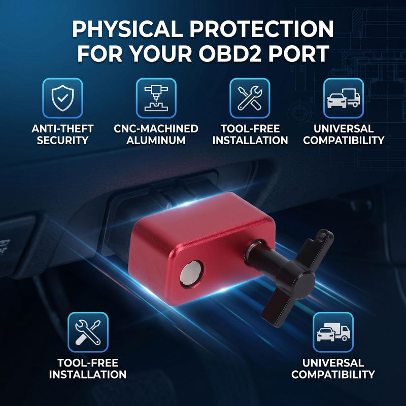 Shkalacar Universal OBD2 Port Lock OBDII Lock OBD Port Protector Anti Theft Device CNC Aluminum Car ECU Protection Tool for Auto Truck SUV OBD Car Protection Tool for Vehicle
