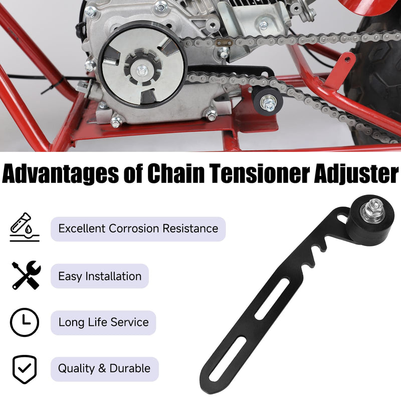 Mini Bike Chain Tensioner Adjuster Bracket with Roller Replacement for Predator 212 Coleman Minibike CT200U CT200U-EX BT200X CT100U Baja DB30 79cc 224cc GX160 GX200 Engine Powersports Parts black