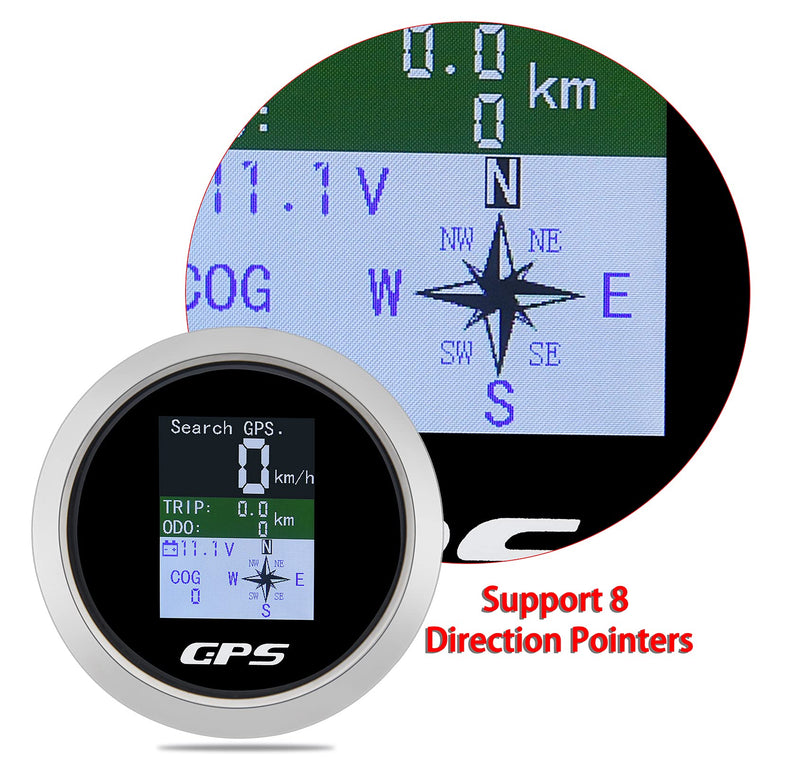 KAOLALI Digital GPS Speedometer Gauge Waterproof (Shipped from USA) COG ODO Trip Voltmeter Auto Gauge Meter 9-32V for Boat Car Truck Motorcycle Black Silver 85MM (3.34‘’)